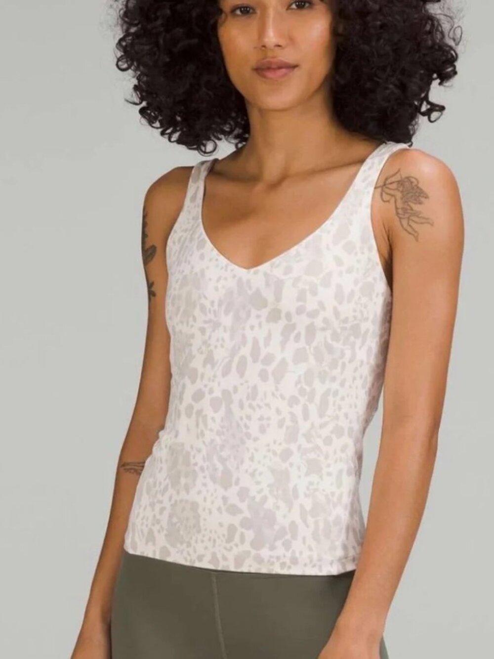 Lululemon Align Tank Top in Light Gray Cheetah-Camo Antique White Size 4